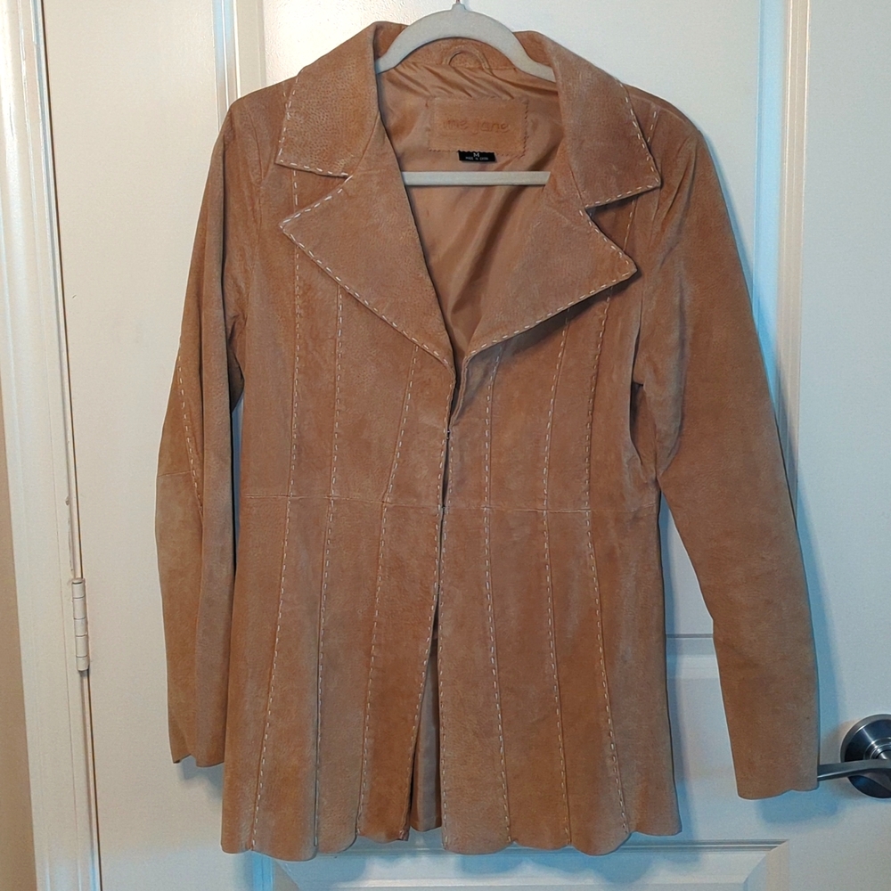 Me Jane 100% Genuine Leather Tan Western Jacket. Size M